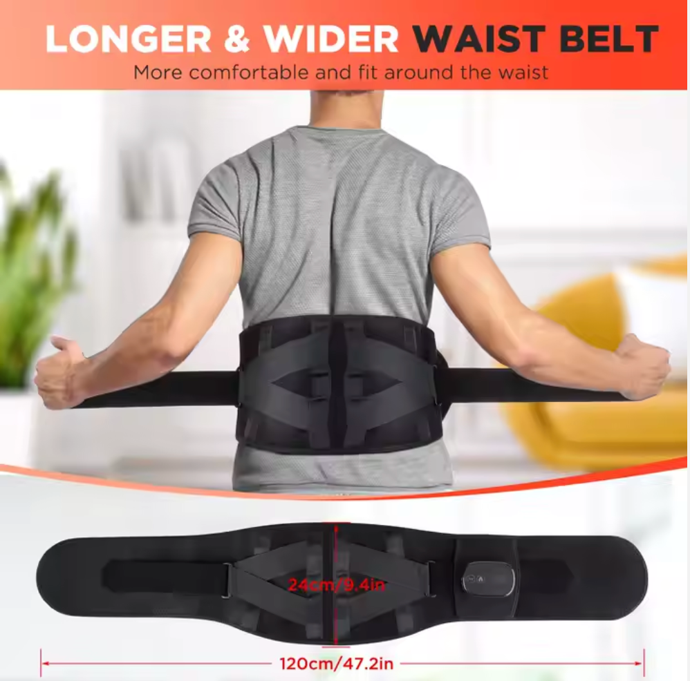 Wireless Heating Vibration Lumbar Brace Massager Electric Hot Compress Waist Support Back Massage Belt