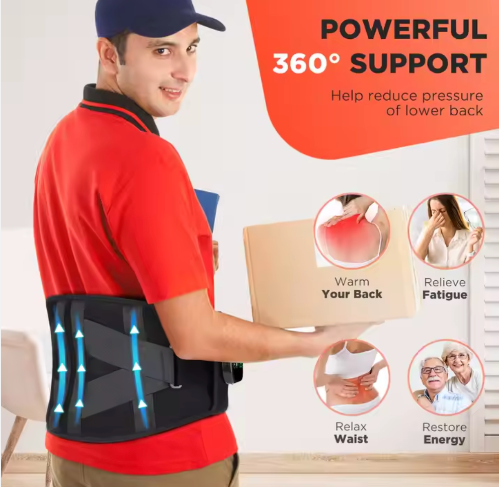 Wireless Heating Vibration Lumbar Brace Massager Electric Hot Compress Waist Support Back Massage Belt