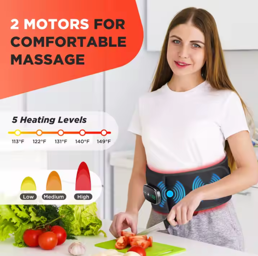 Wireless Heating Vibration Lumbar Brace Massager Electric Hot Compress Waist Support Back Massage Belt